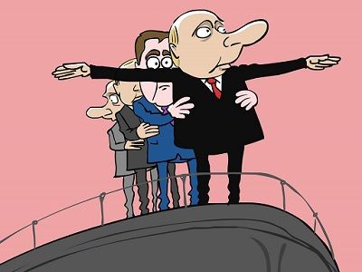 Путин и Медведев на "Титанике". Фото: С. Елкин