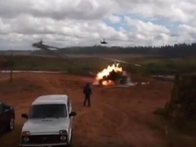 Инцидент на полигоне "Лужский" в ходе учений "Запад-2017". Фото: скриншот видео 66.ru