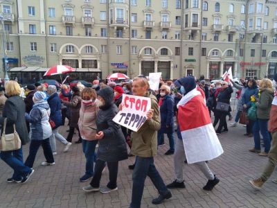 Антилукашенковский марш пенсионеров, Минск, 19.10.2020. Фото: Елена Боровская